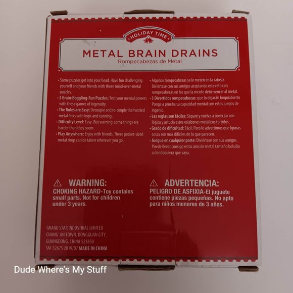 HOLIDAY TIME METAL BRAIN DRAINS PUZZLES - 3 DIFFERENT METAL PUZZLES - NEW - Picture 2 of 2